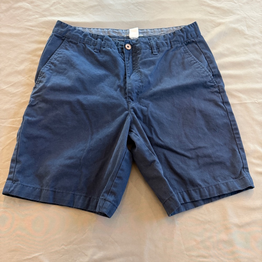 Caribbean Joe Mens Navy Blue 100% Cotton‎ Flat Front Chino Shorts Size 32